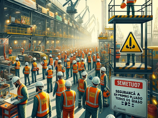 Uma fotografia ou ilustracao que mostra um ambiente de trabalho seguro com trabalhadores utilizando Equipamentos de Protecao Individual EPIs como c 2
