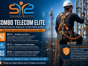 Combo Telecom 360: Certificação Híbrida Obrigatória (NR 10, 35 e 06)